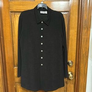 Black Chico’s button down tunic with mother of pearl buttons